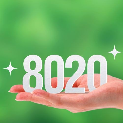 定期健診による8020達成（80歳で歯を20本残す）を目標とするイメージ画像